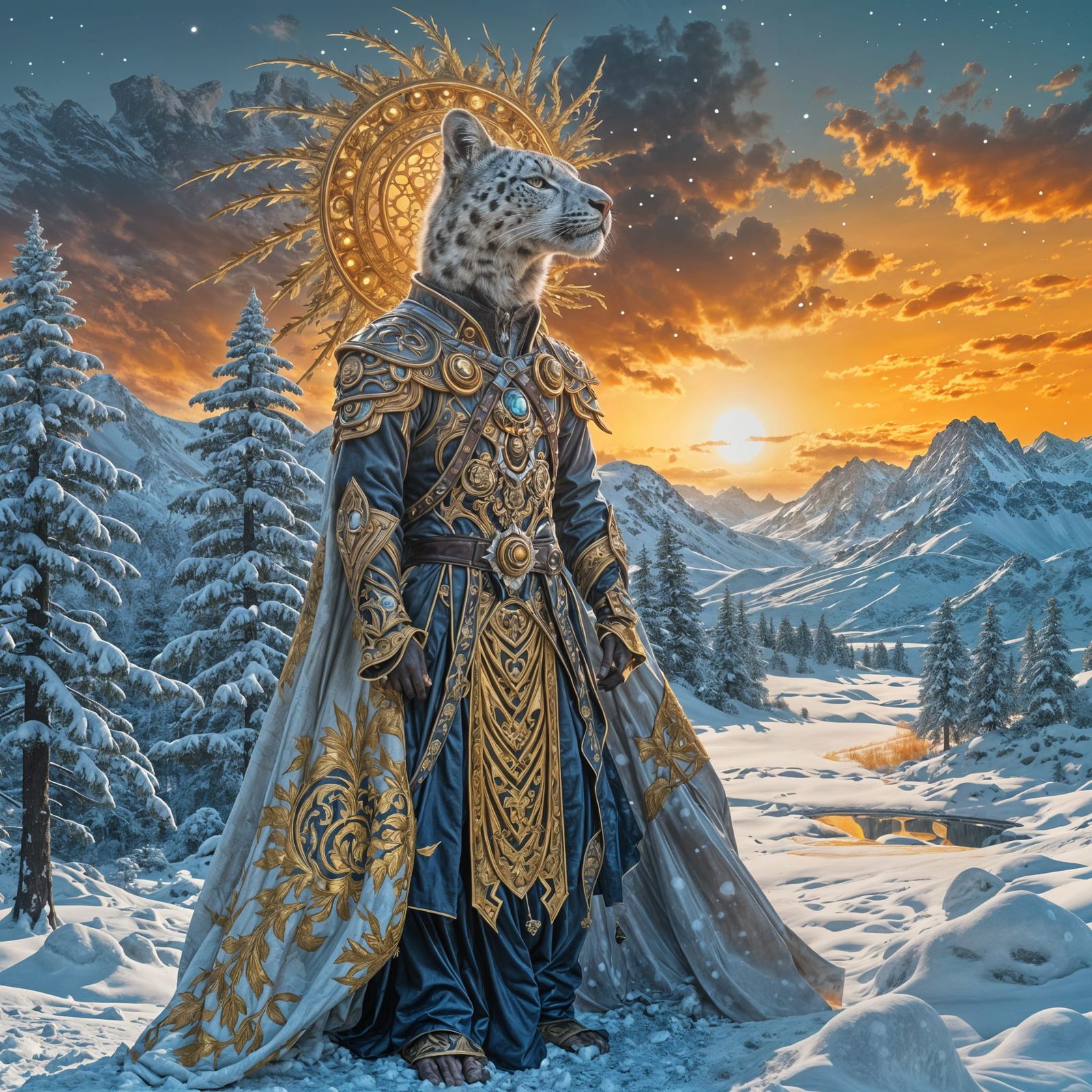 The Snow Leopard King - Ai Generated Artwork - Nightcafe Creator