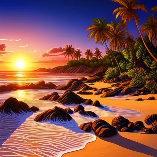 beautiful sunset on a tropical beach