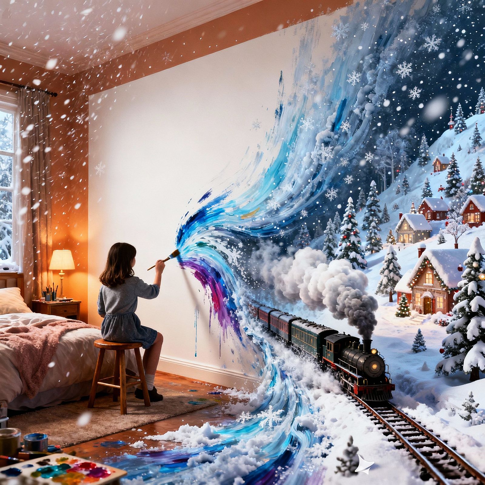 Painting winter train  by @ViX