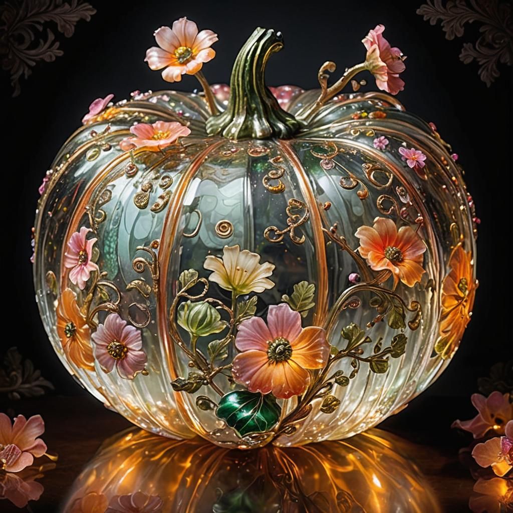 Eleganter Glas-Kürbis mit farbenfrohen Blumenmustern”  by @bedisi yseven