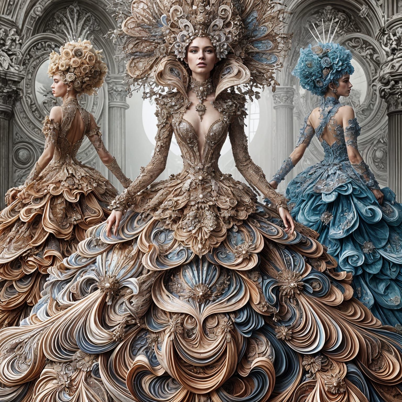 Haute couture FRACTALS fashion gown, Alexander McQueen Style
