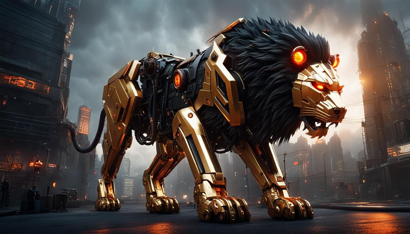 Mecha Lion - AI Generated Artwork - NightCafe Creator