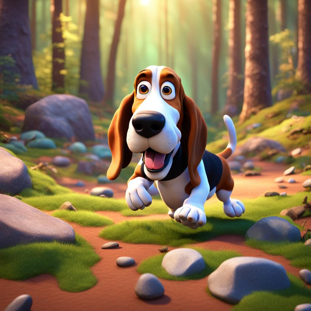 Rocky the Rock Hound off searching for rocks.