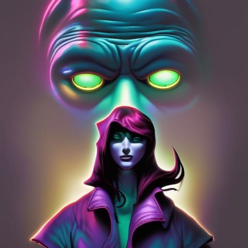 Dull colour vampire creepy neon