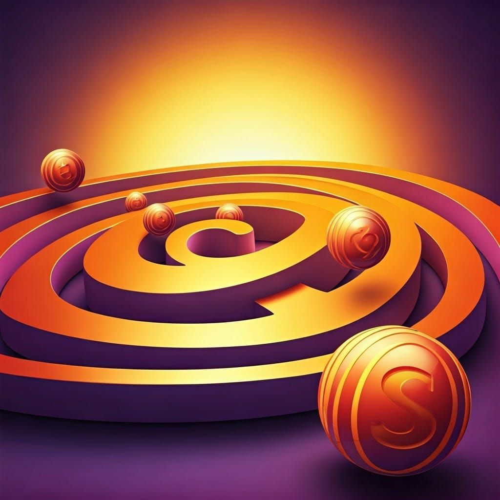 Vibrant Maze Course with Swirling Colors and Numbered Balls