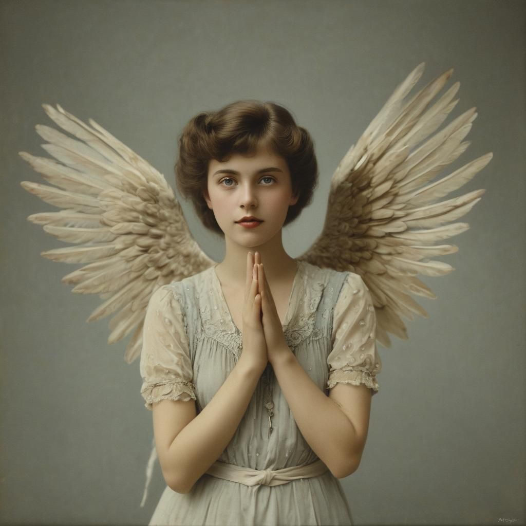 Angel. Hand coloured photo By Adolph de Meyer