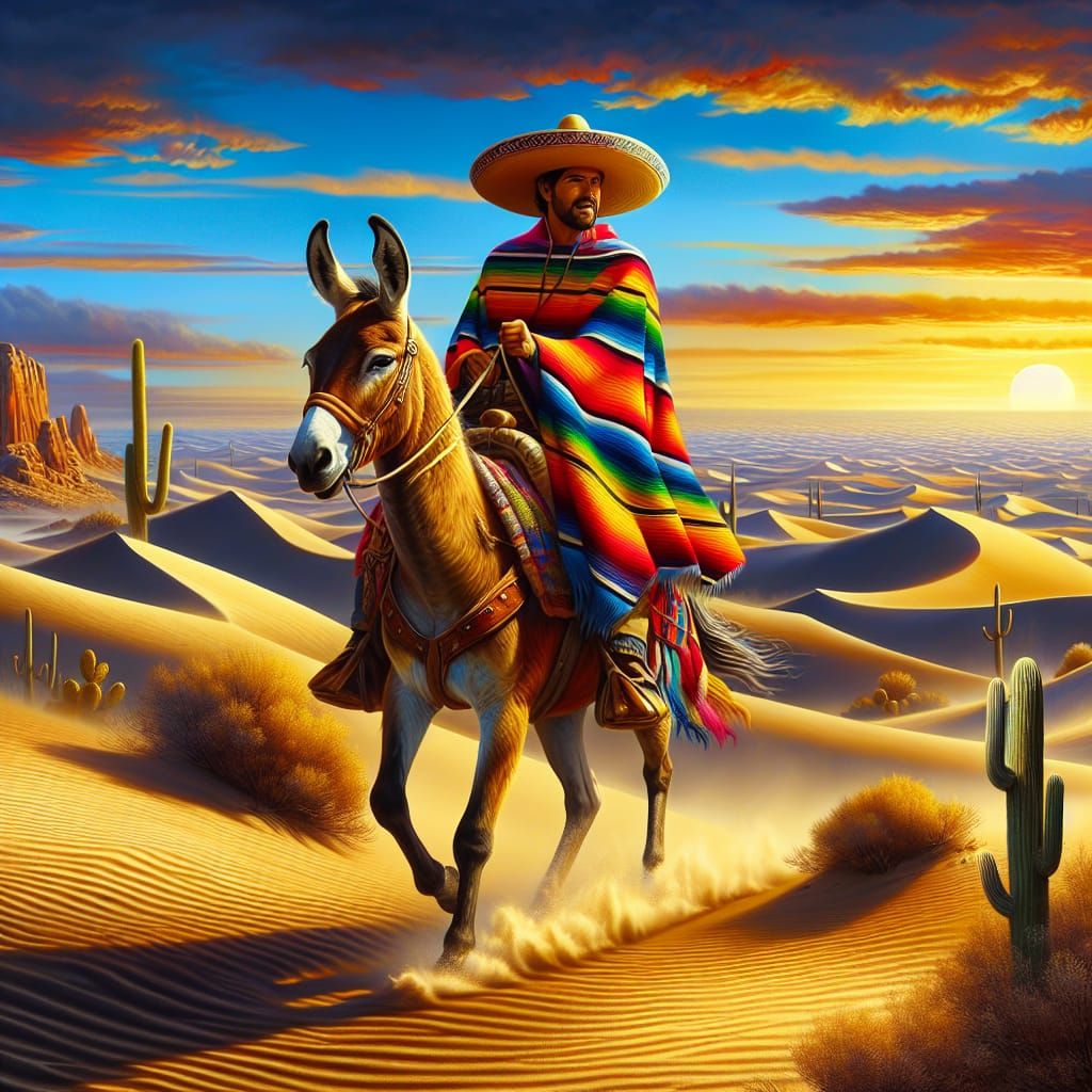 Riding A Burro in the Desert