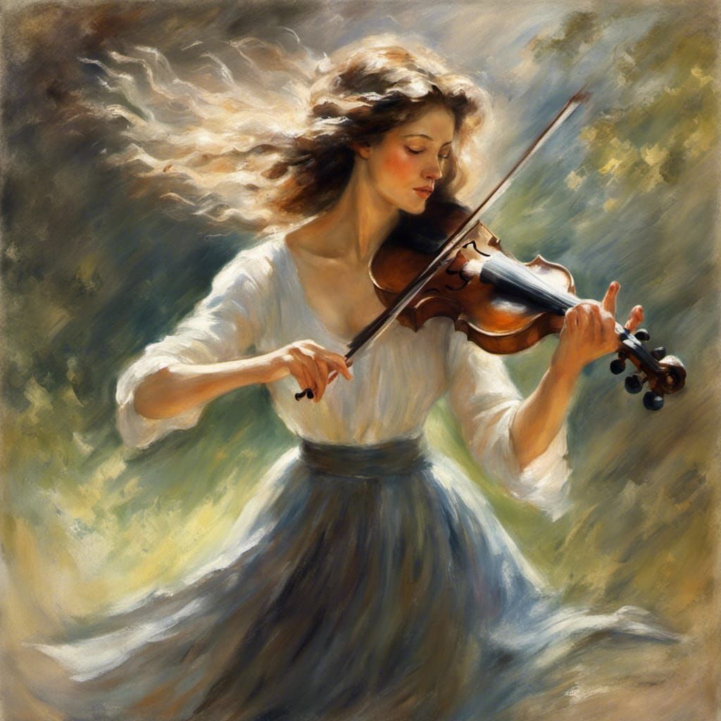Woman with violin  by @ArtByAj