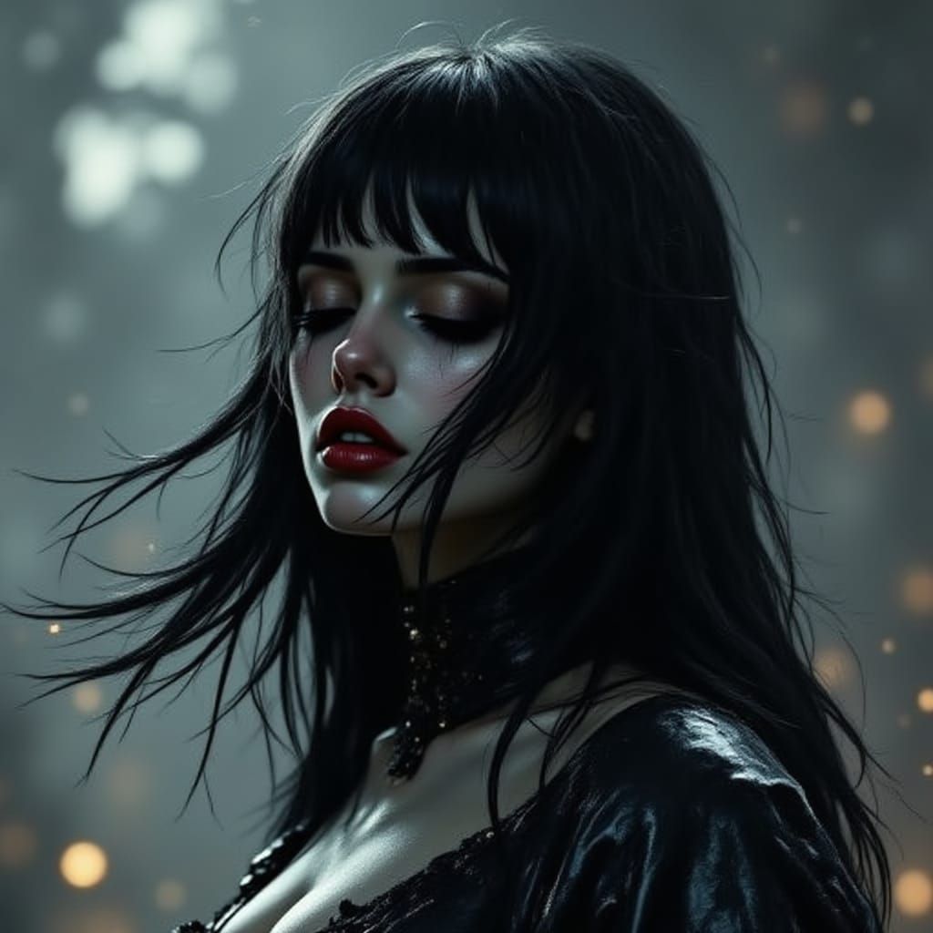 A stunning photo of a beautiful woman with closed eyes