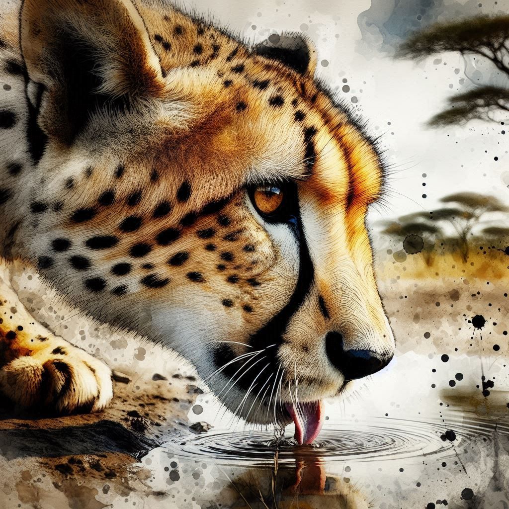 Cheetah - Water the Essence of Life  by @Dryheat