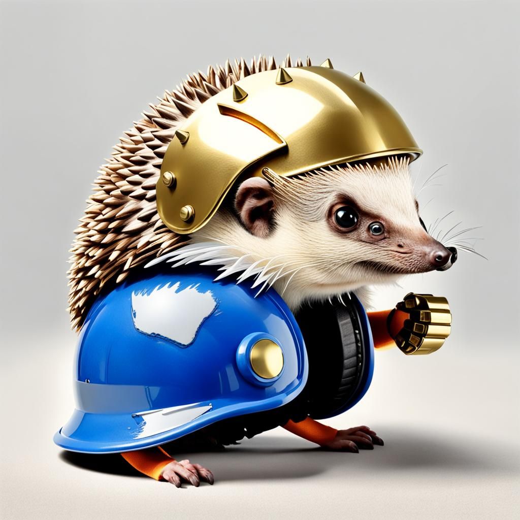 A stupid hedgehog walks around in a helmet, he has brass knu...