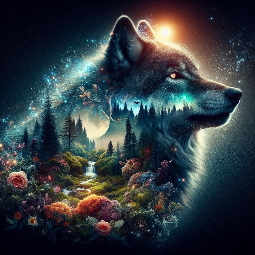 wolf double exposure