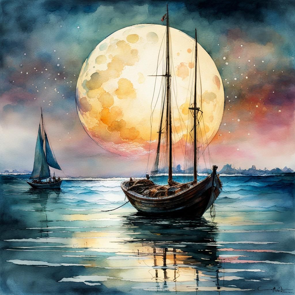 Moon rising on the horizon - AI Generated Artwork - NightCafe Creator