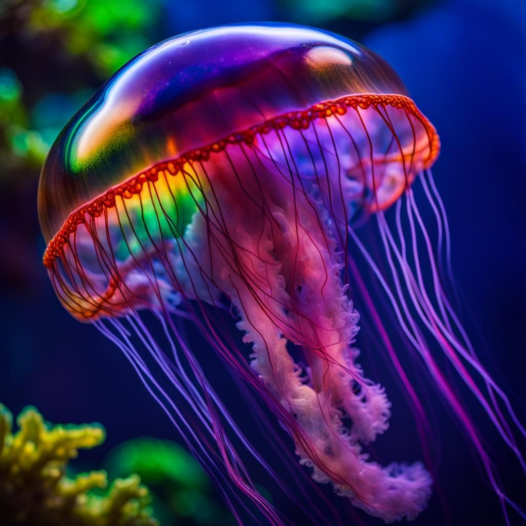 Rainbow Jellyfish AI Generated Artwork NightCafe Creator