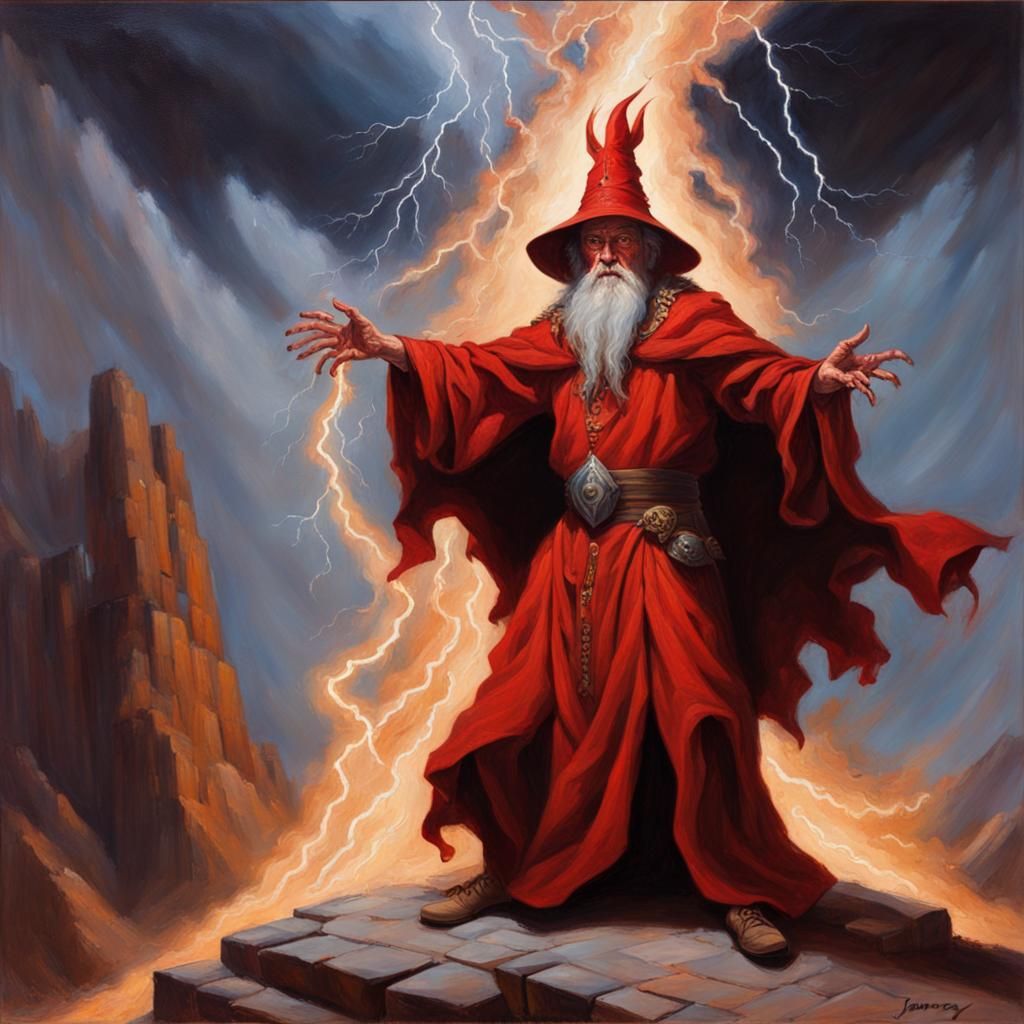 Red wizard with lightning powers
