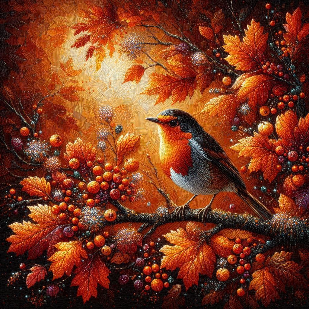 Fall Series, A Robin on a Branch 2