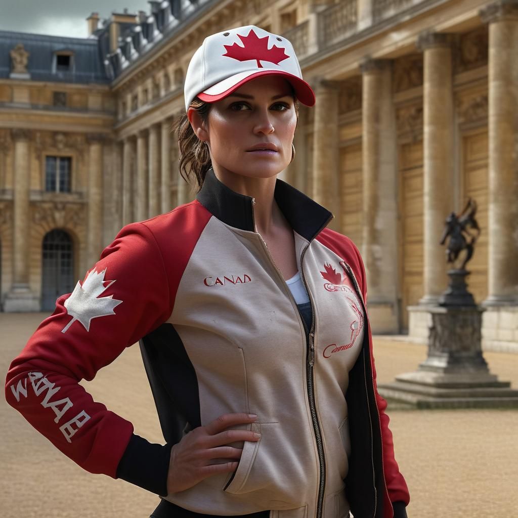Missy Peregrym wearing jewellery, a baseball cap, and a team...