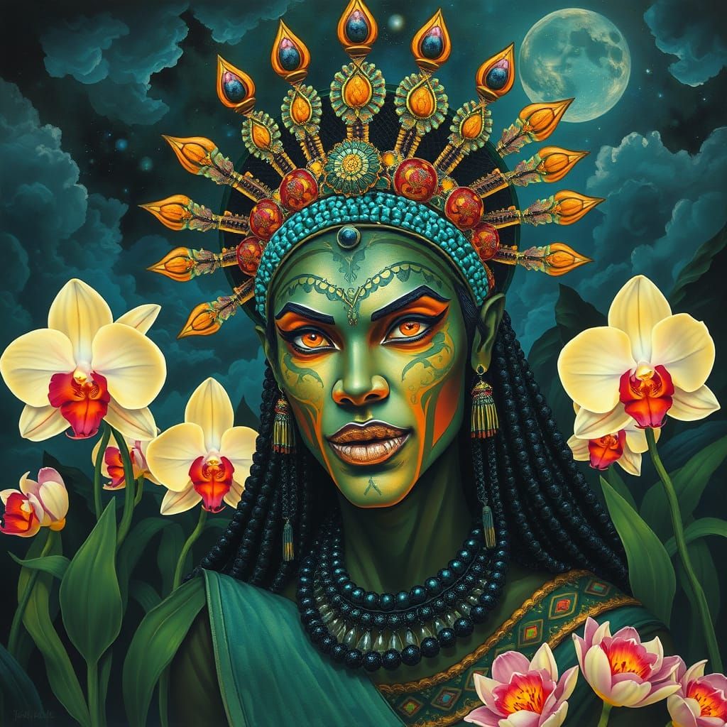 Multicultural Goddess in Vibrant Hyperrealistic Style