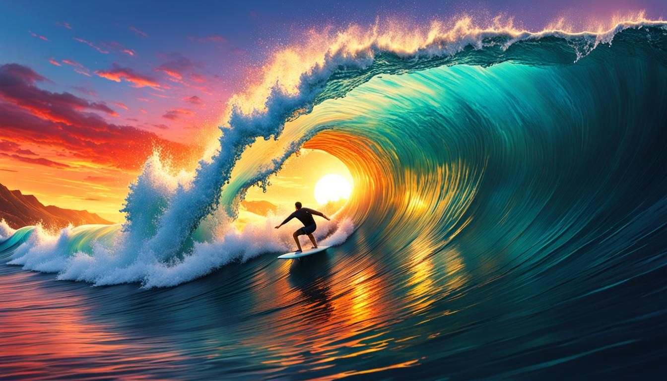 epic wave sunset surfing set  by @Mike