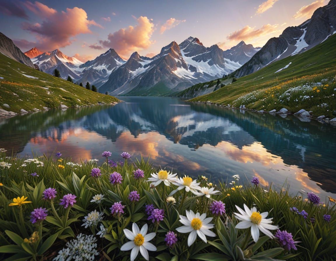 swiss alps at sunset  by @Victoria G