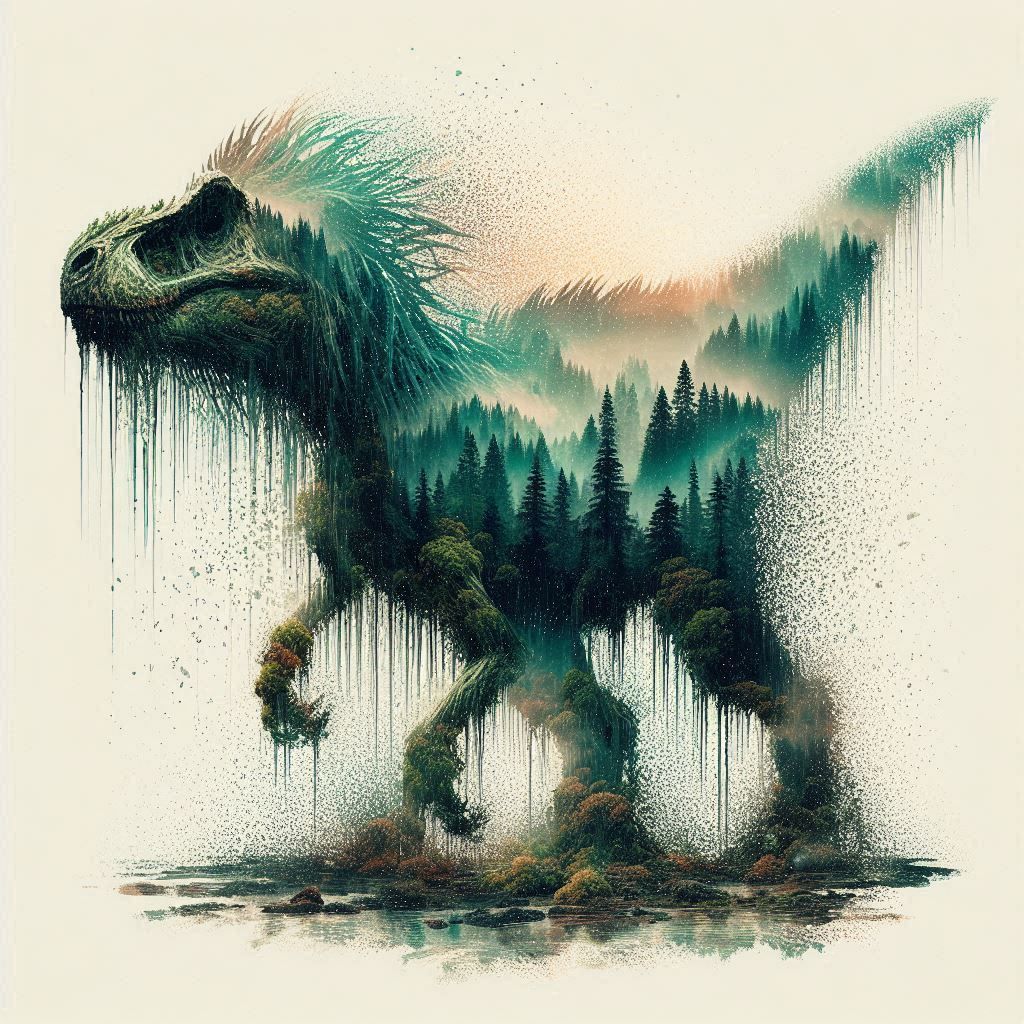 double exposure beautiful fantasy DALL-E 3 portrait landscap...