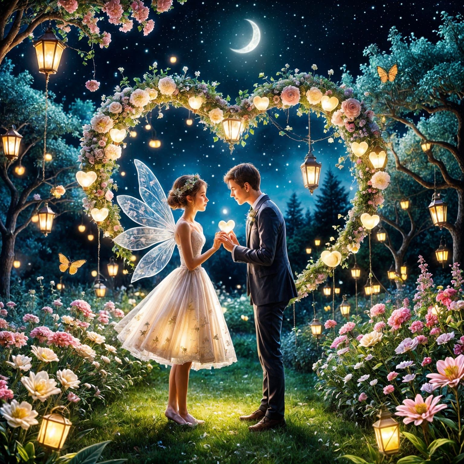 Enchanted Fairy Wedding in a Night Garden