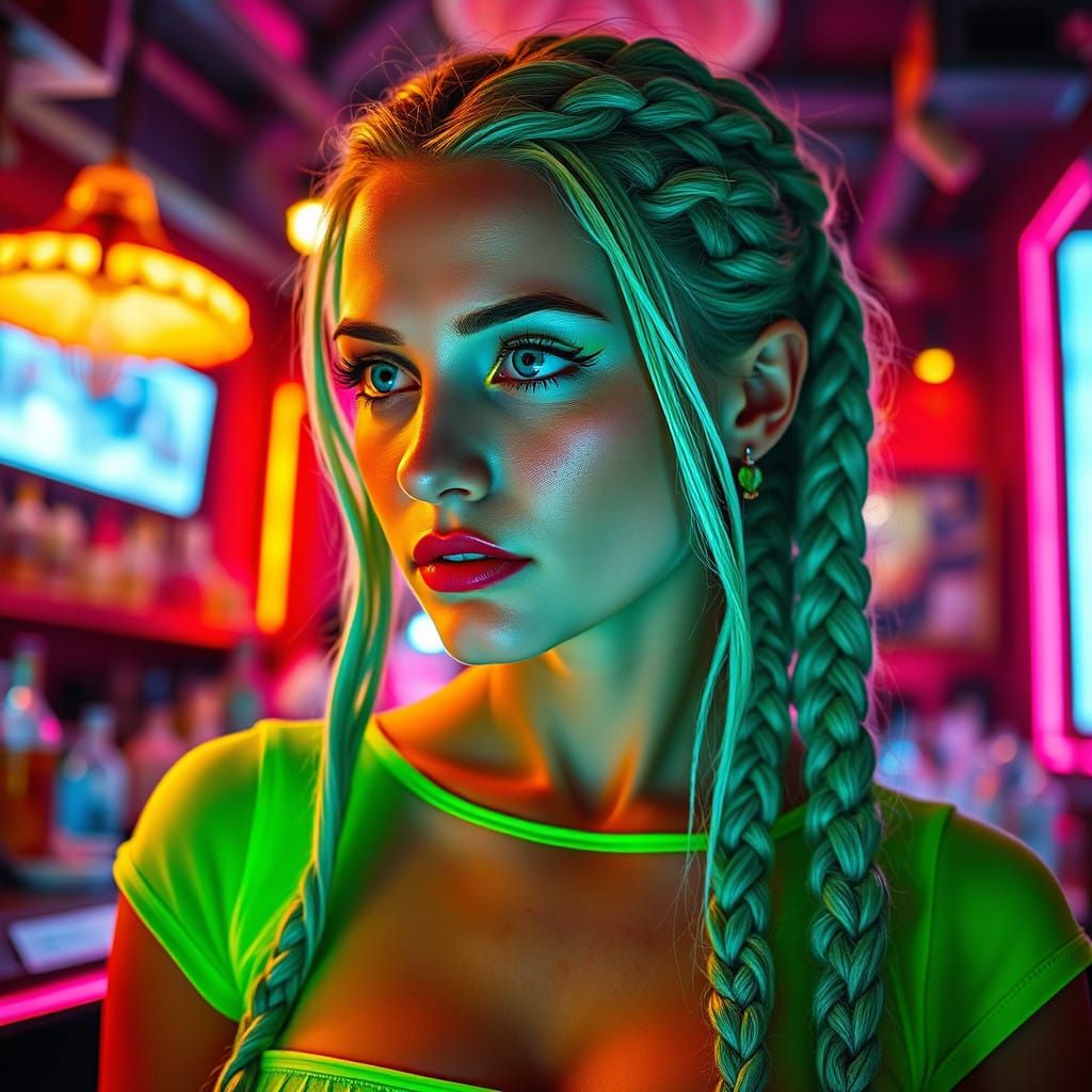 Surreal, Dreamy Goddess in Neon Hues
