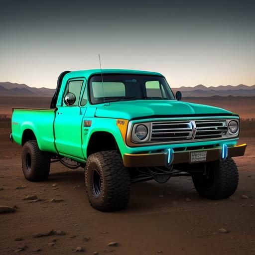 Old dodge D100 crew cab van pickup off road huge tires preru...