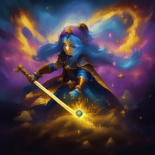 <lora:Spirit World:1.0> a simple golden sword surrounded by ...