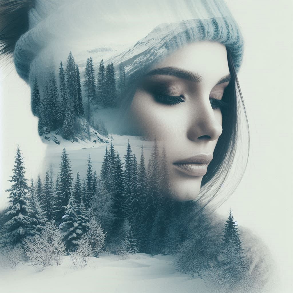 double exposure beautiful fantasy portrait landscape..