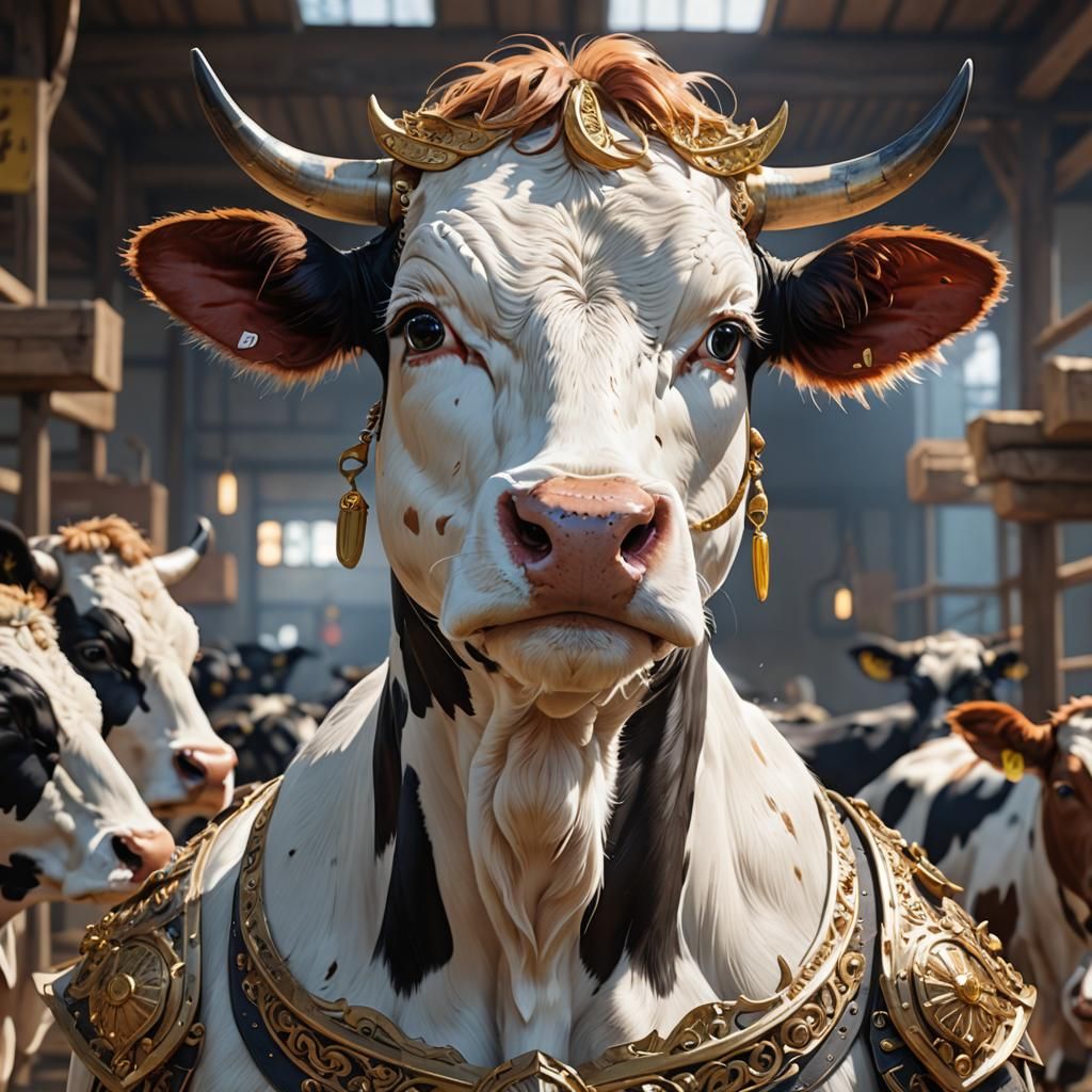 cow, scales, bright eyes, - AI Generated Artwork - NightCafe Creator