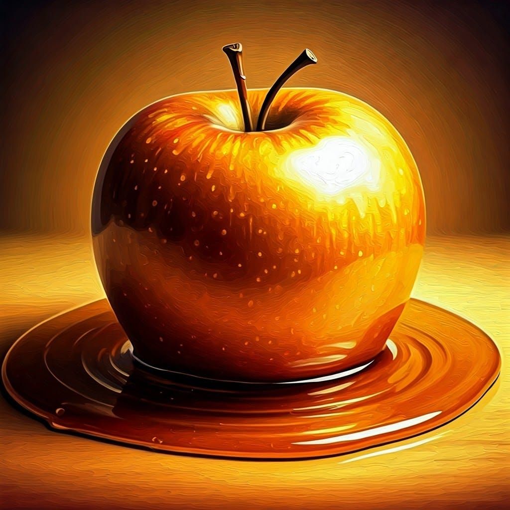 Apple in Honey, Neo-Impressionist Painting