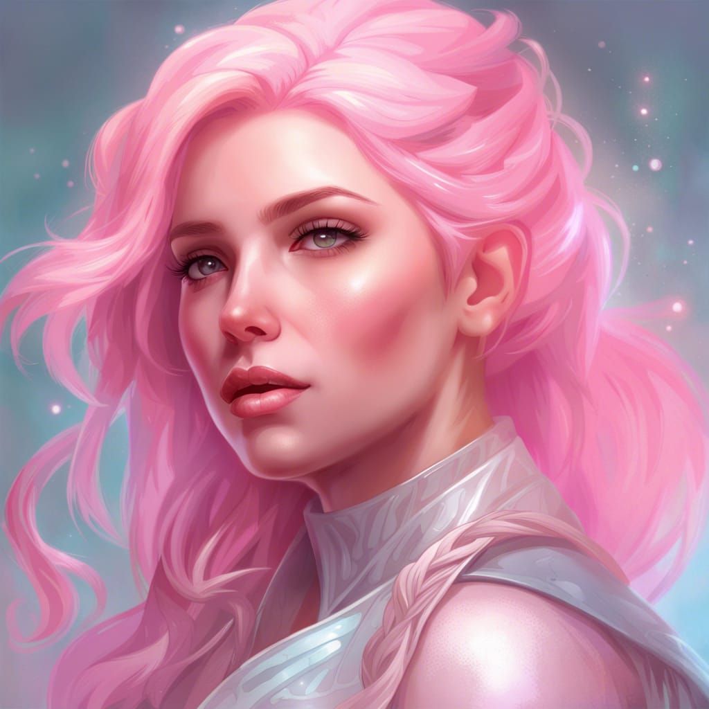 pastel color palette, pink hair, princess ice wizard, 4k res...