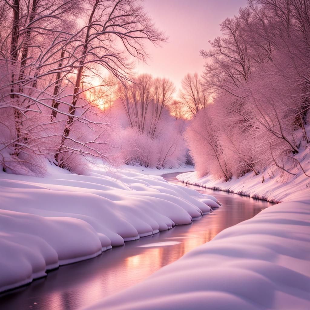 Mesmerizing winter riverscape that captures the tranquil beauty of a ...