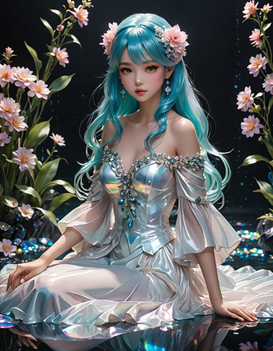 Fur Flowing Water Flamenco. By artist "anime", 3d anime art,...