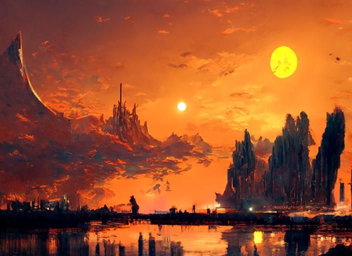 A Beautifully Soothing panorama of a somber lake's full moon...