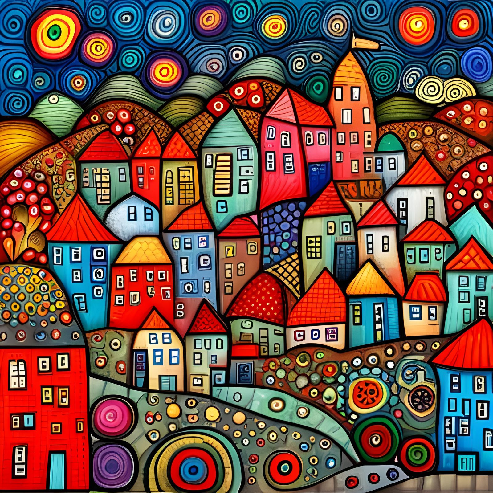 Cityscape (Hundertwasser) - AI Generated Artwork - NightCafe Creator