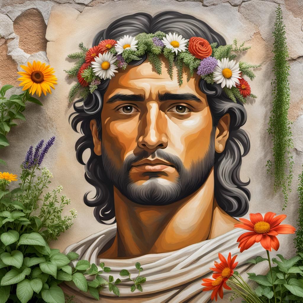 Portrait on a garden wall