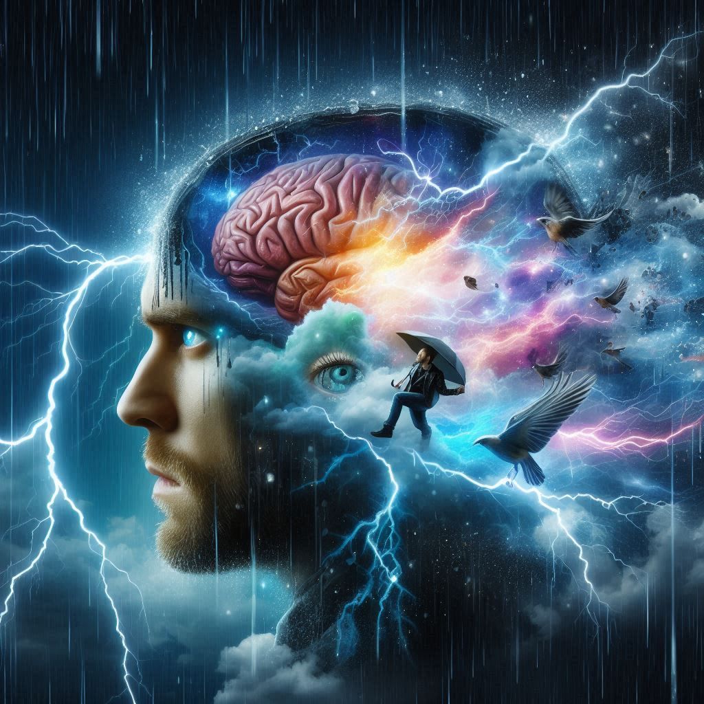 thunder, lightning, wind and rain, something's happening ins...