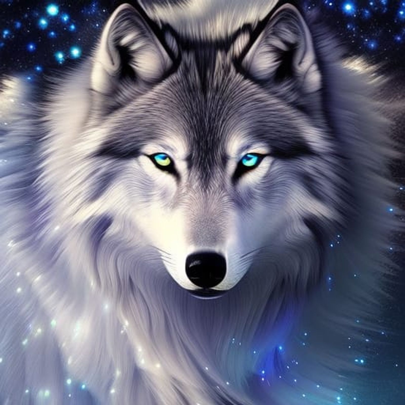 silver wolf with blue eyes anime
