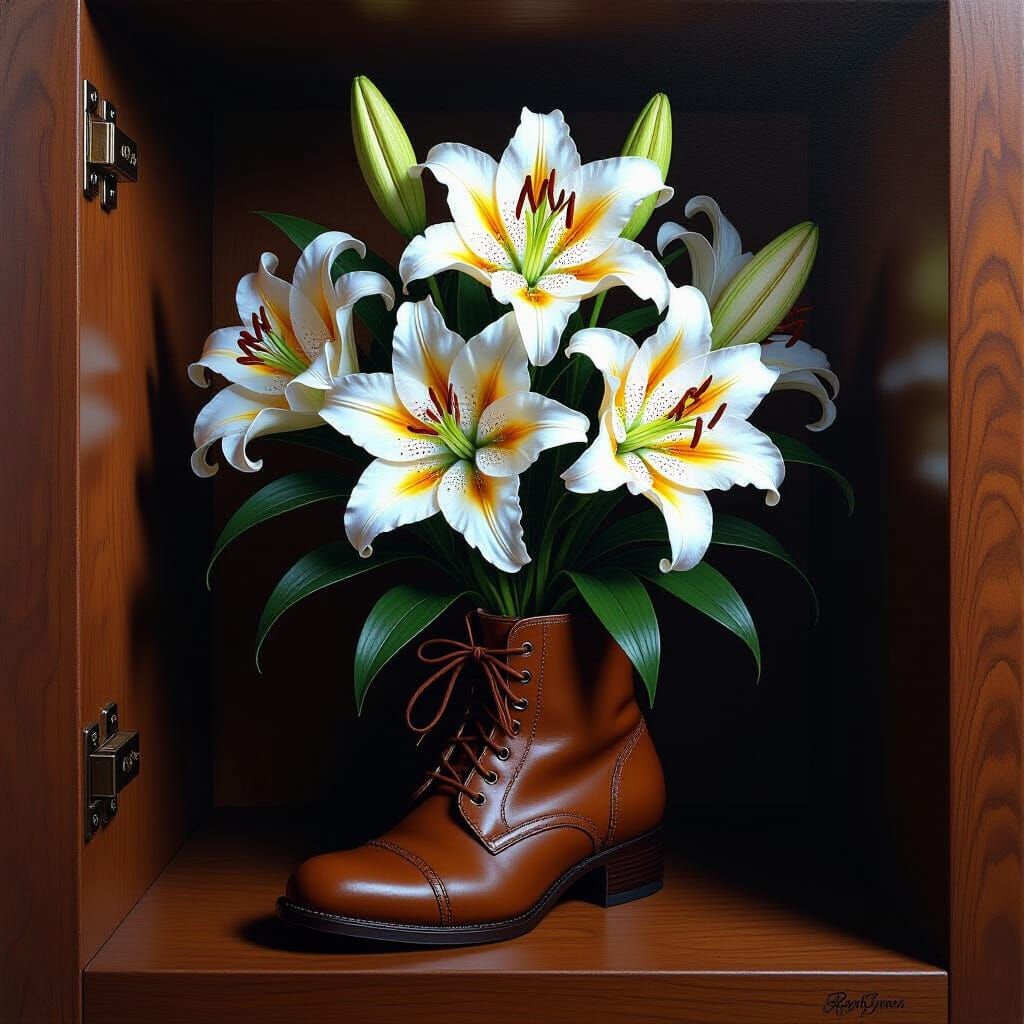Lilies in a shoe  by @Somei