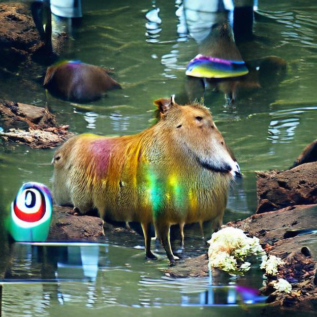 capybara clown iridescent