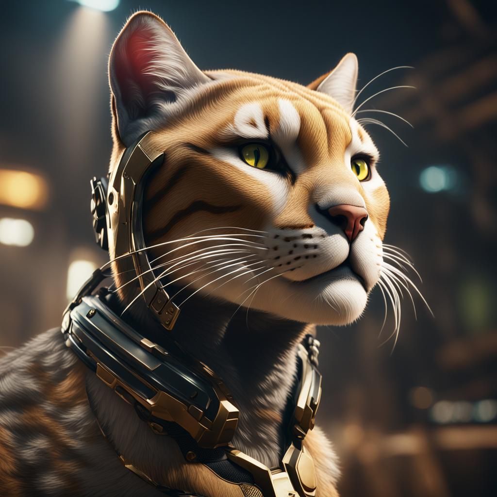 a head half cat and half puma