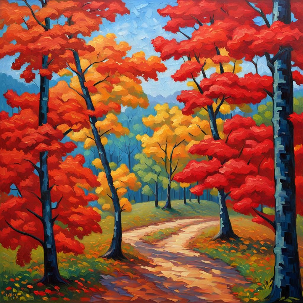 Red maple trees in October