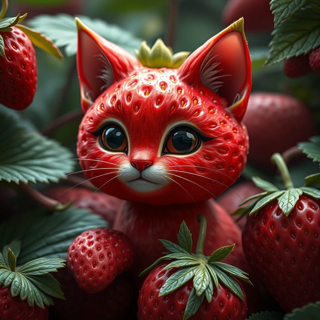Strawberry Cat  by @Olena the Beautiful