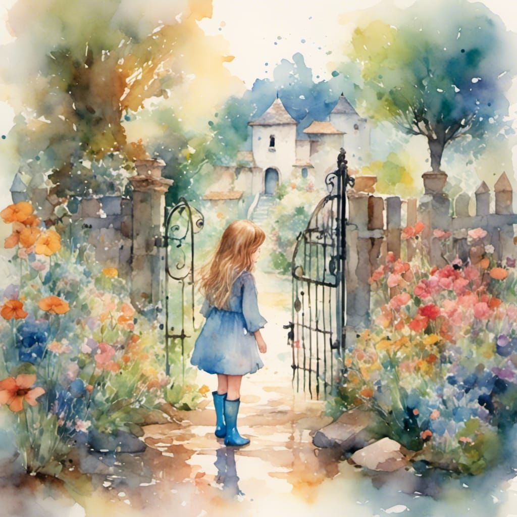 <lora:Watercolor:1.0> A beautiful little girl with a pretty ...