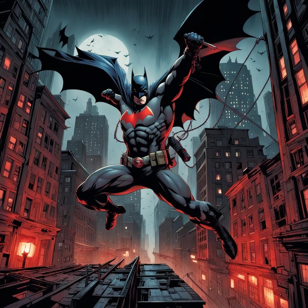 Batman - Chase over the rooftops of Gotham City - AI Generated Artwork ...