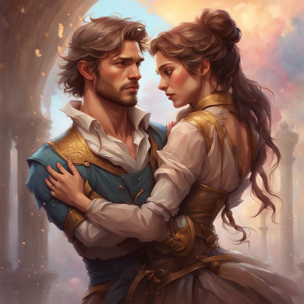 Her Prince is taking Belle out of the wheelchair and carries...