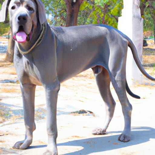 muscular dog breed with grey long hair strong athletic build broad