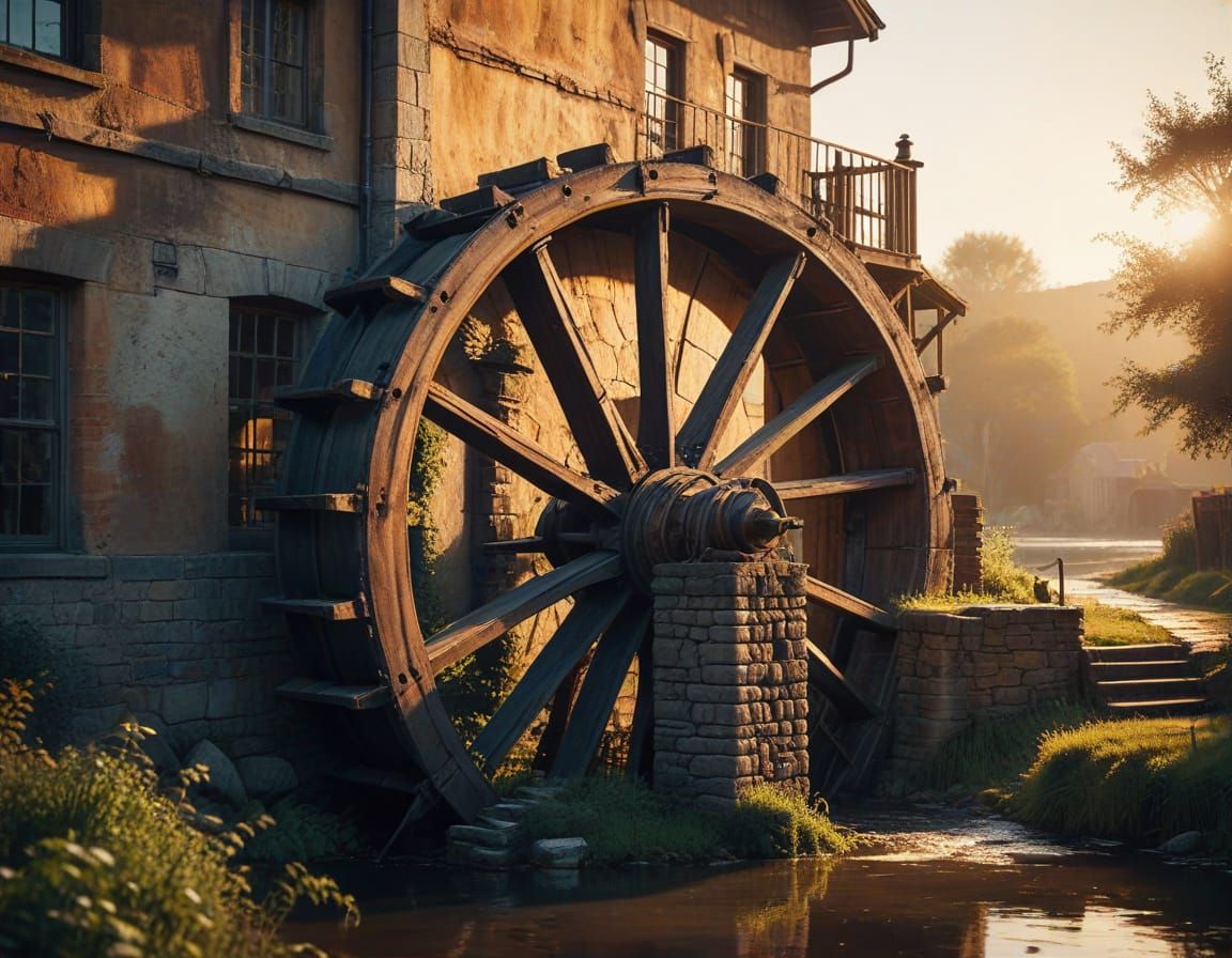 roue à aube ancienne,  d'un moulin  by @eddy
